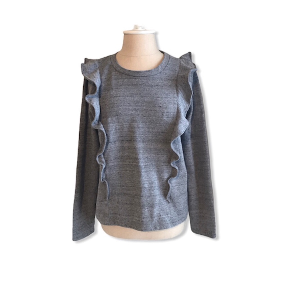JCREW factory ruffle sweatshirt heather grey sz S